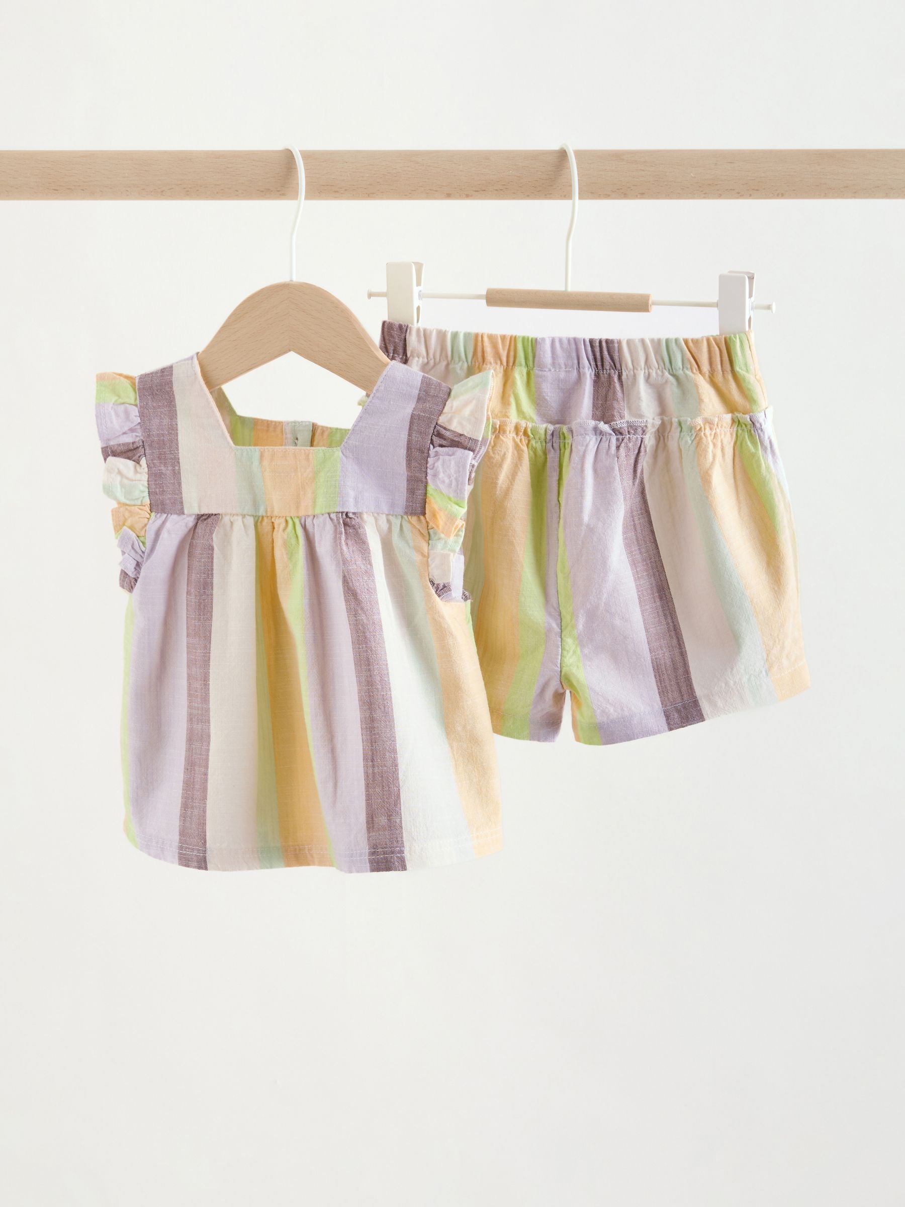 Multi Stripe Woven Baby Top and Shorts Set 2 Piece (0mths-2yrs) image 4