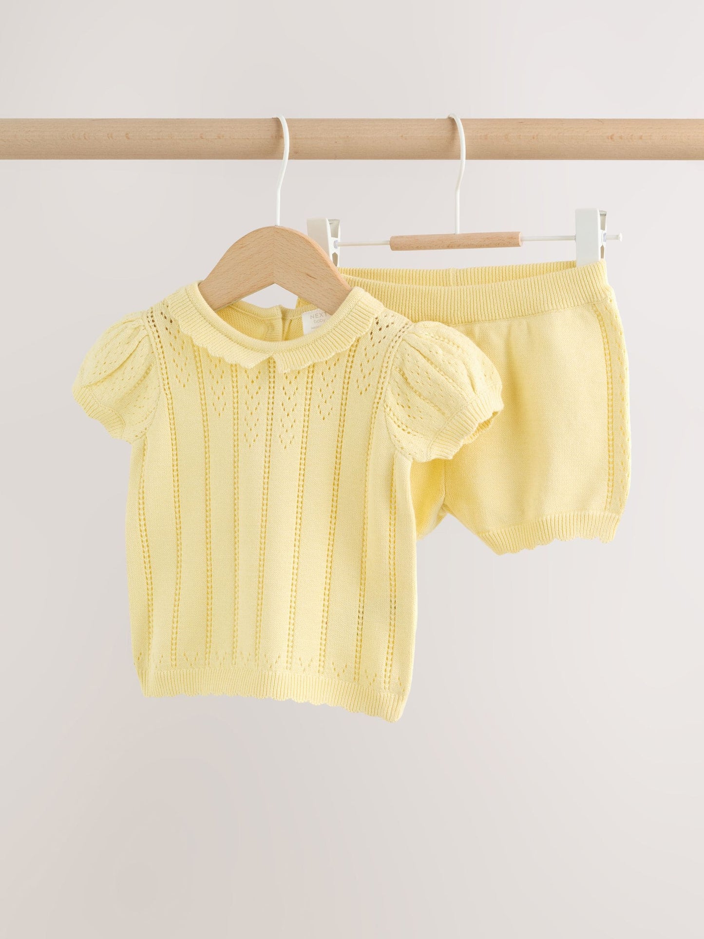 Yellow Baby Knitted Top and Shorts Set 2 Piece (0mths-2yrs) image 1