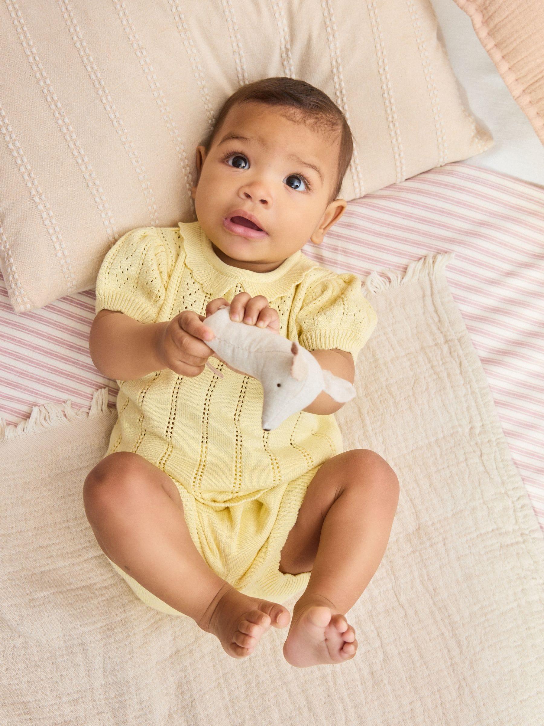 Yellow Baby Knitted Top and Shorts Set 2 Piece (0mths-2yrs) image 2