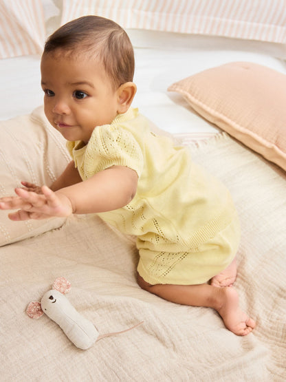 Yellow Baby Knitted Top and Shorts Set 2 Piece (0mths-2yrs) image 3