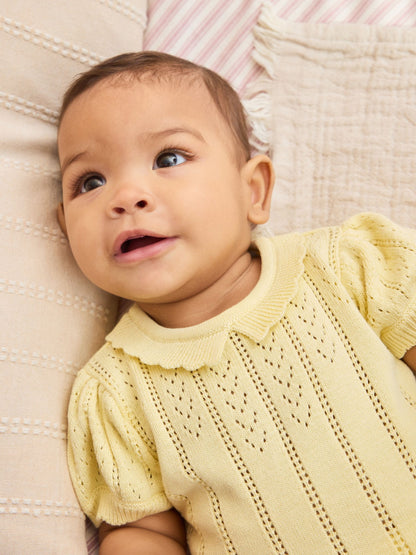 Yellow Baby Knitted Top and Shorts Set 2 Piece (0mths-2yrs) image 5