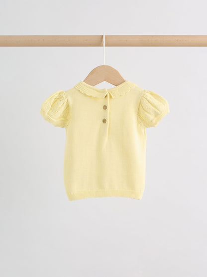 Yellow Baby Knitted Top and Shorts Set 2 Piece (0mths-2yrs) image 8