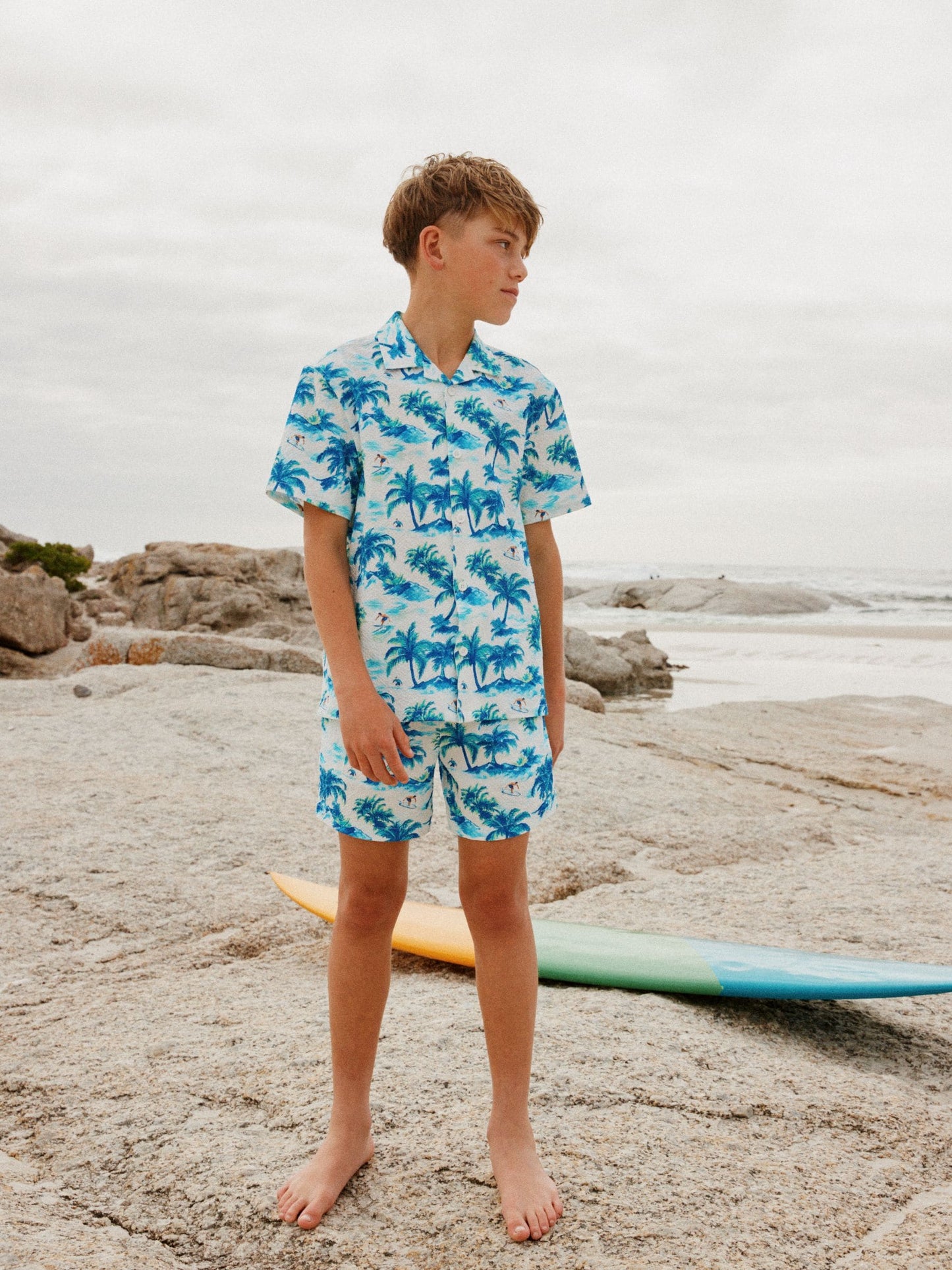 Dsiney Kidz - Light Blue Palm Swim Shorts and Shirt Set (3-16yrs) image 3