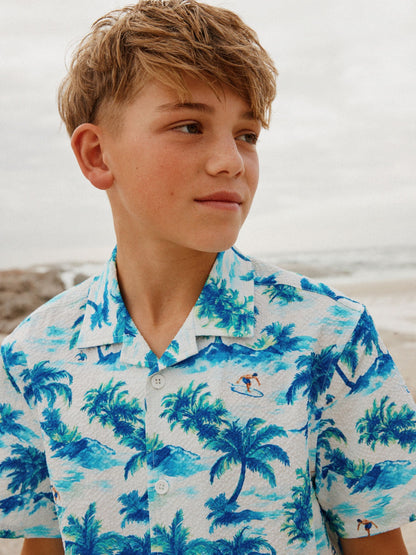 Dsiney Kidz - Light Blue Palm Swim Shorts and Shirt Set (3-16yrs) image 4
