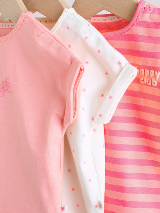 Pink Slogan Short Sleeve Top and Shorts Baby Set 6 Piece (0mths-2yrs) image 3