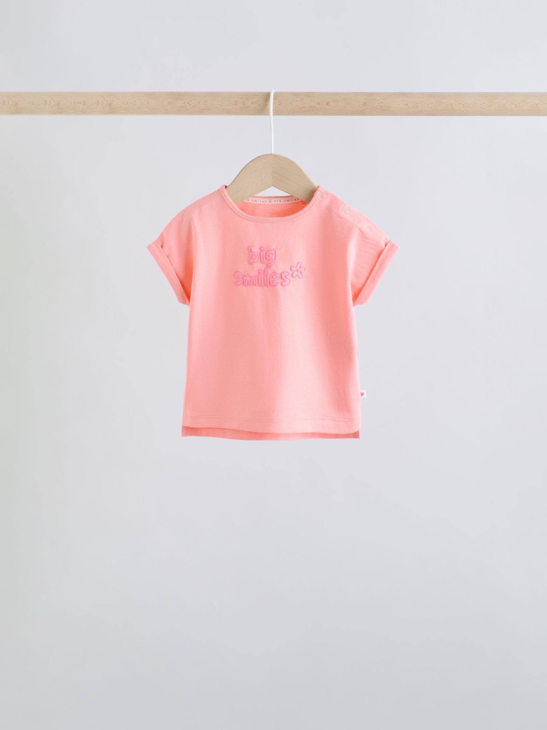 Pink Slogan Short Sleeve Top and Shorts Baby Set 6 Piece (0mths-2yrs) image 2