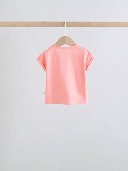 Pink Slogan Short Sleeve Top and Shorts Baby Set 6 Piece (0mths-2yrs) image 3