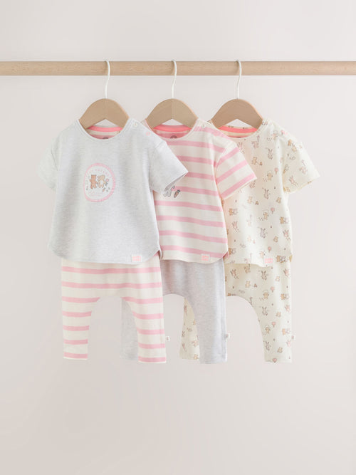 Grey and Pink Short Sleeve Top and Leggings Baby Set 6 Piece (0mths-3yrs) image 1