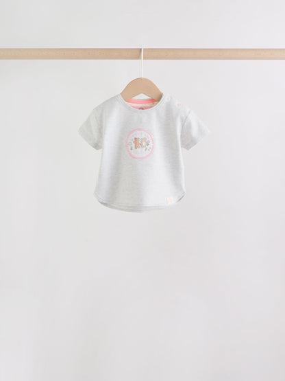 Grey and Pink Short Sleeve Top and Leggings Baby Set 6 Piece (0mths-3yrs) image 3