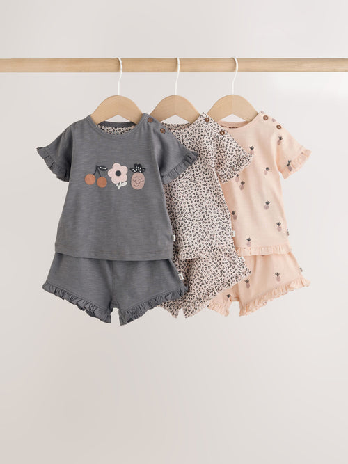 Dsiney Kidz - Monochrome Flower Short Sleeve Top and Shorts Baby Set 6 Piece (0mths-2yrs) image 1