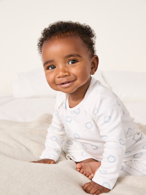 The White Company White & Blue Lion Sleepsuit image 1