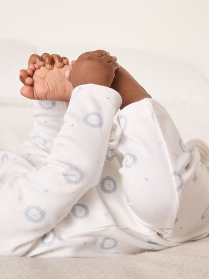 The White Company White & Blue Lion Sleepsuit image 3
