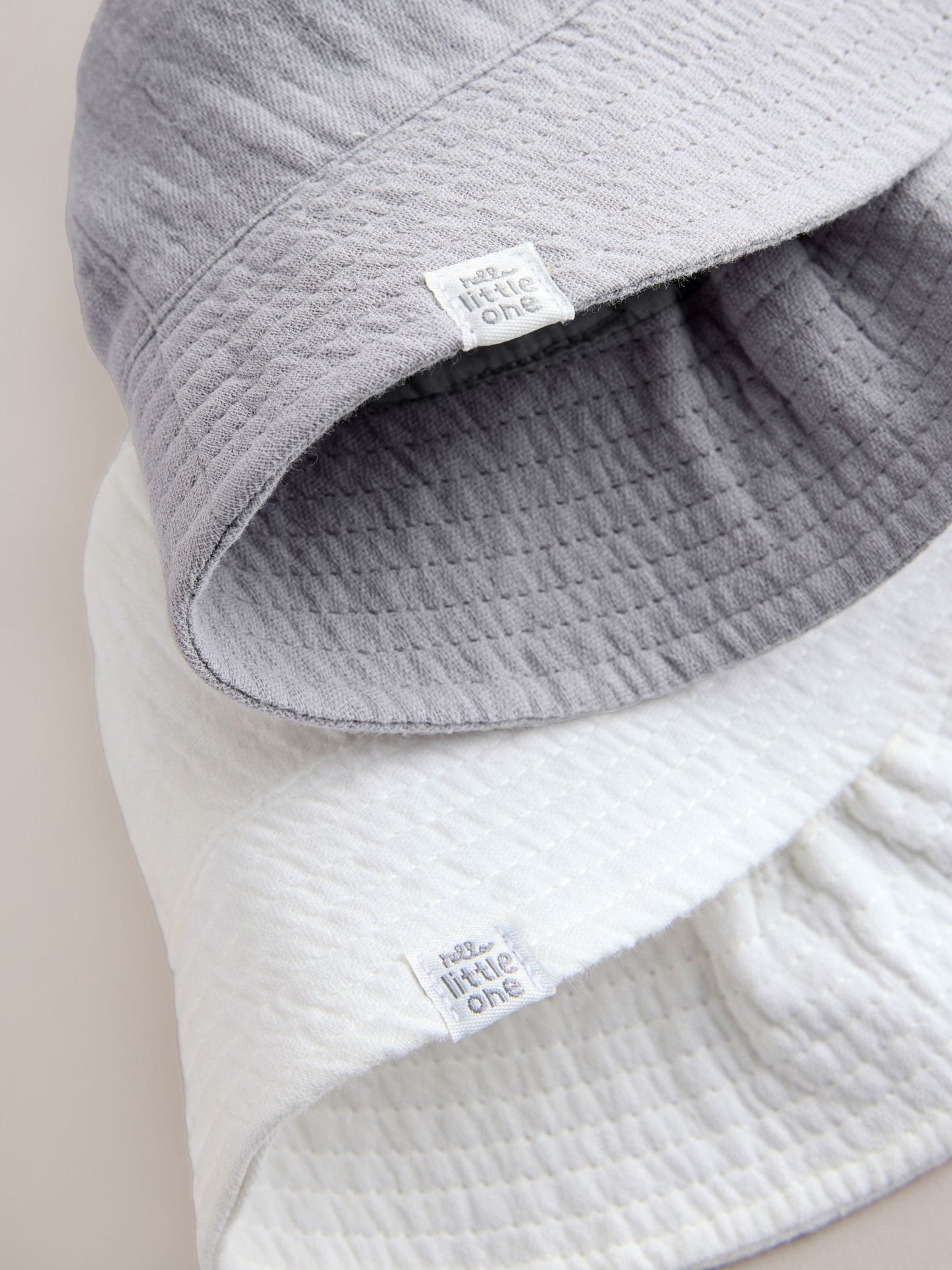 Grey and White Crinkle Baby Bucket Hats 2 Pack image 4