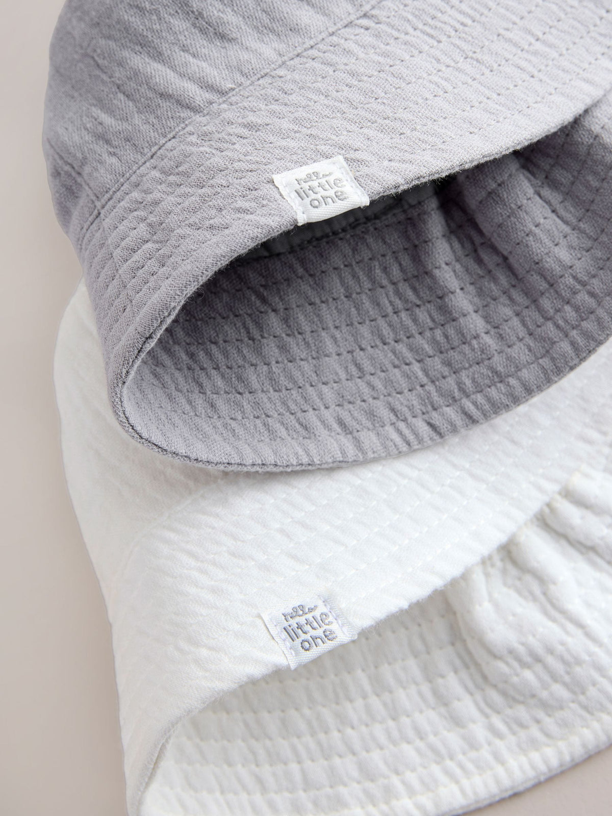 Grey and White Crinkle Baby Bucket Hats 2 Pack image 4