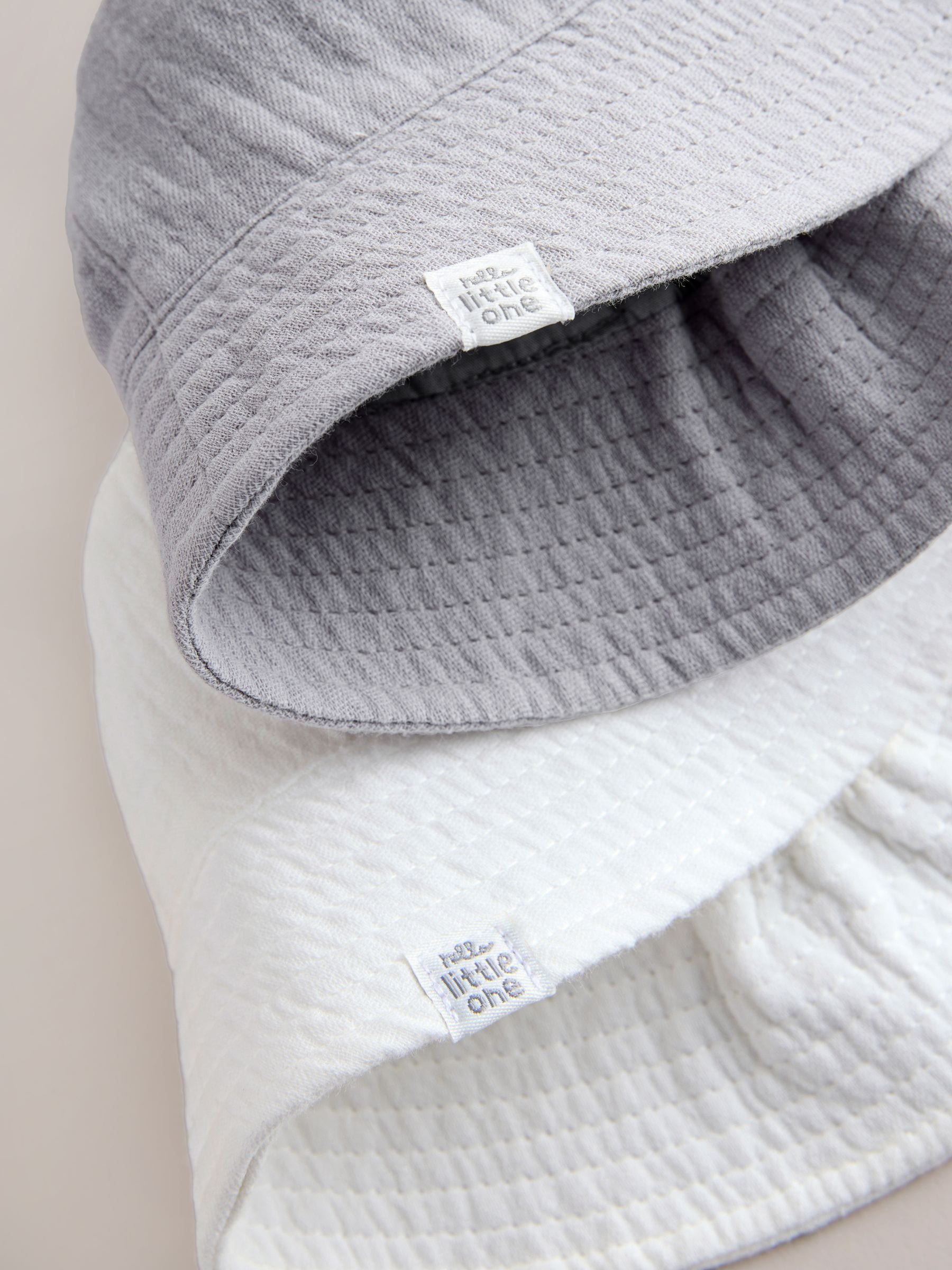 Grey and White Crinkle Baby Bucket Hats 2 Pack image 4