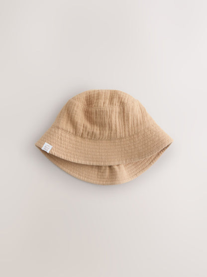 Neutral Crinkle Baby Bucket Hats 2 Pack image 2