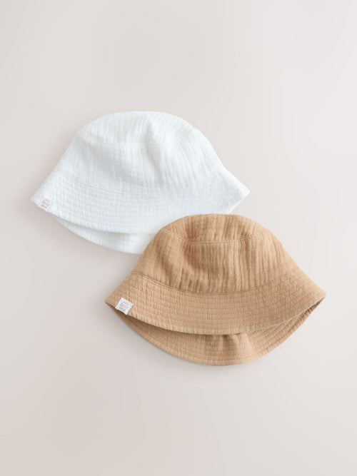 Neutral Crinkle Baby Bucket Hats 2 Pack image 1