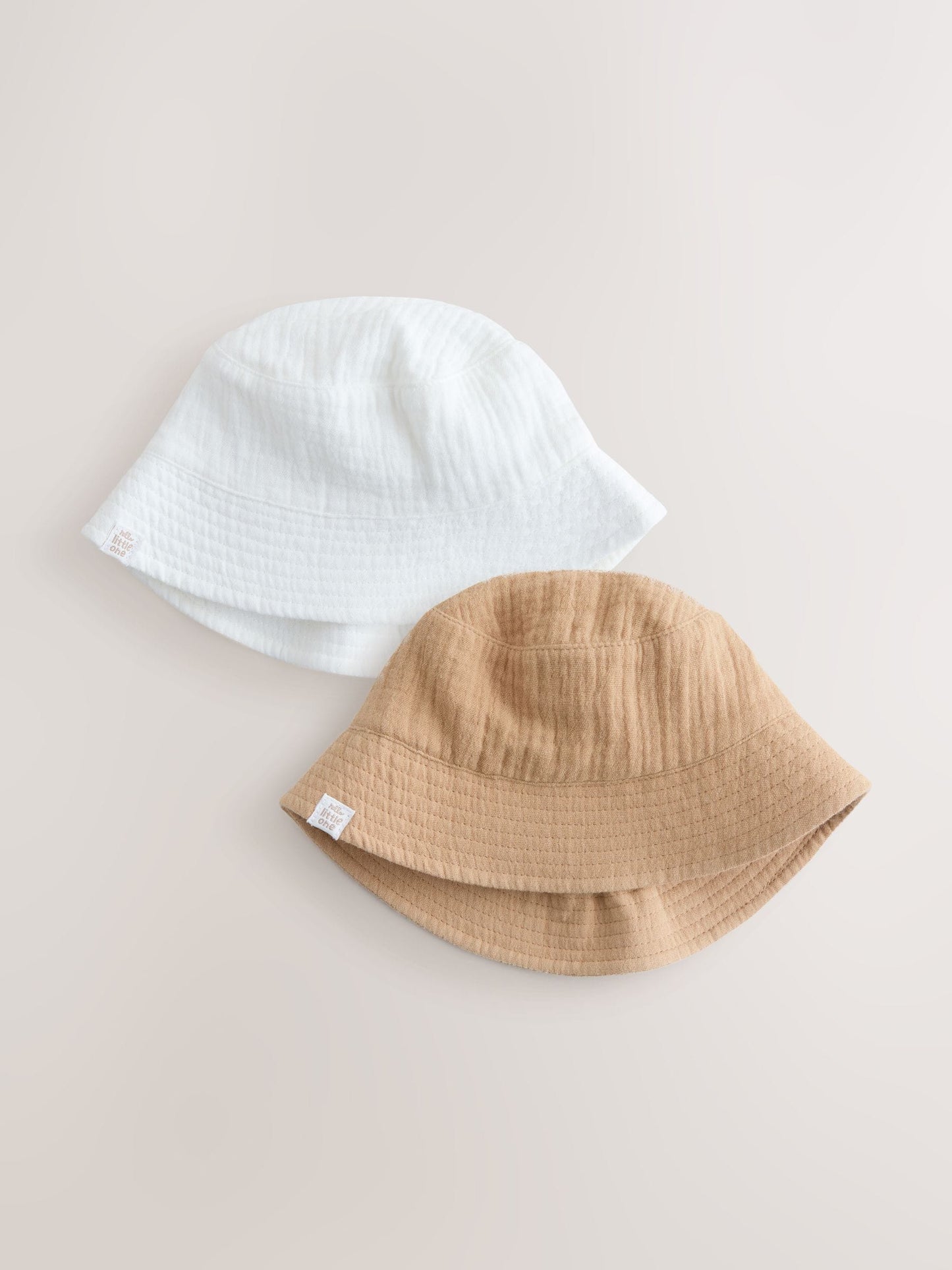 Neutral Crinkle Baby Bucket Hats 2 Pack image 1