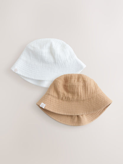 Neutral Crinkle Baby Bucket Hats 2 Pack image 1
