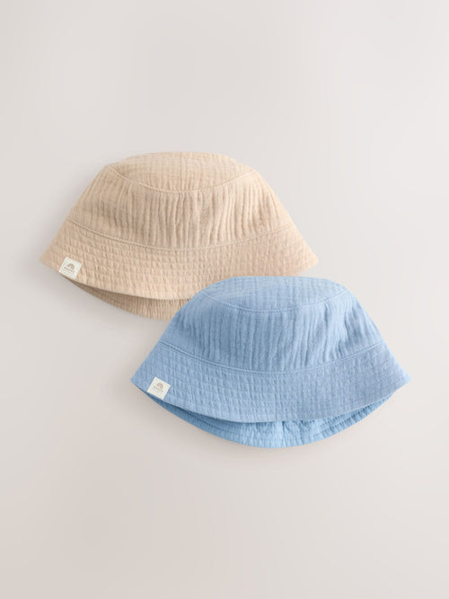 Blue and Beige Baby Bucket Hats 2 Pack image 1