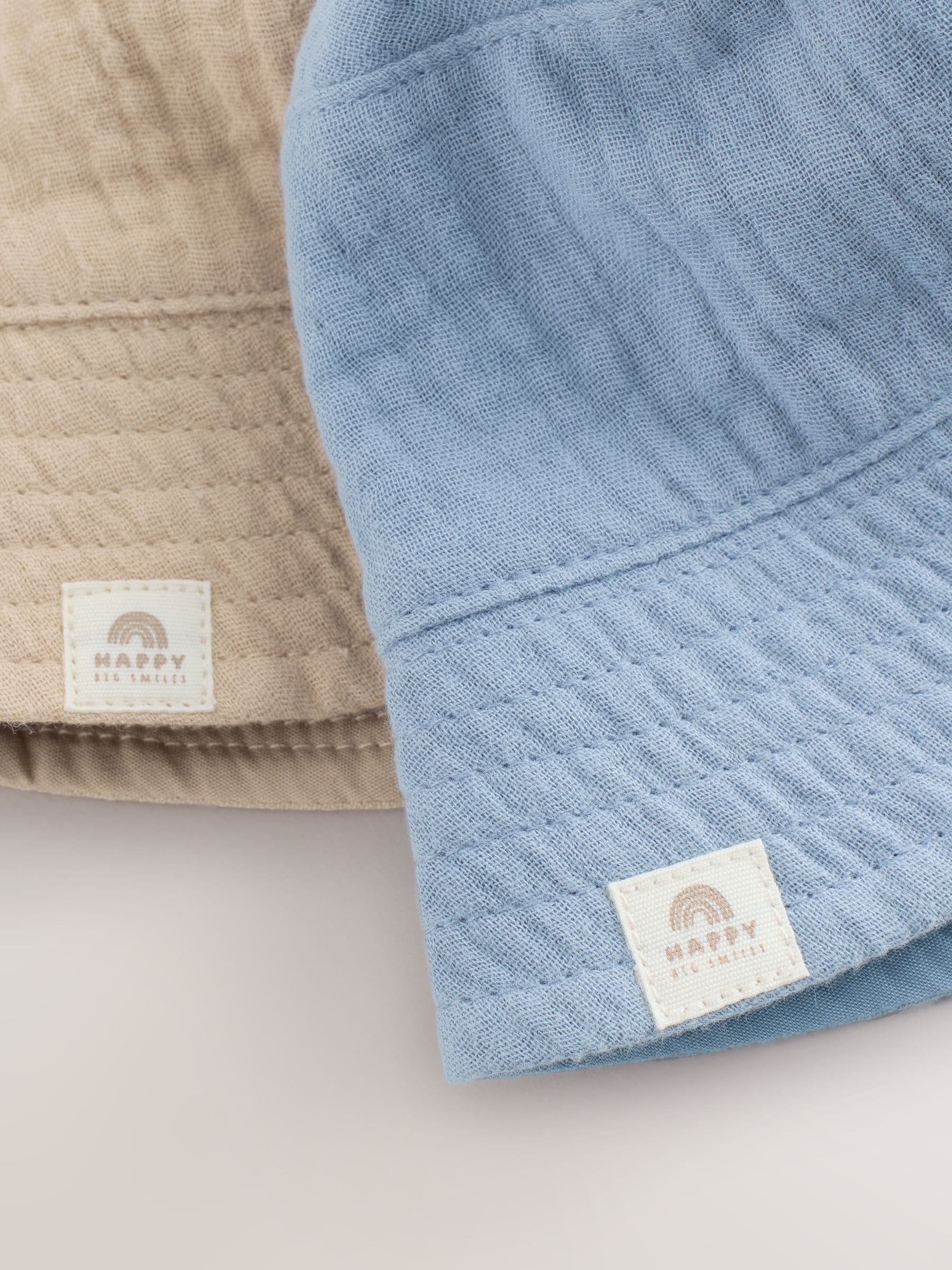 Blue and Beige Baby Bucket Hats 2 Pack image 4