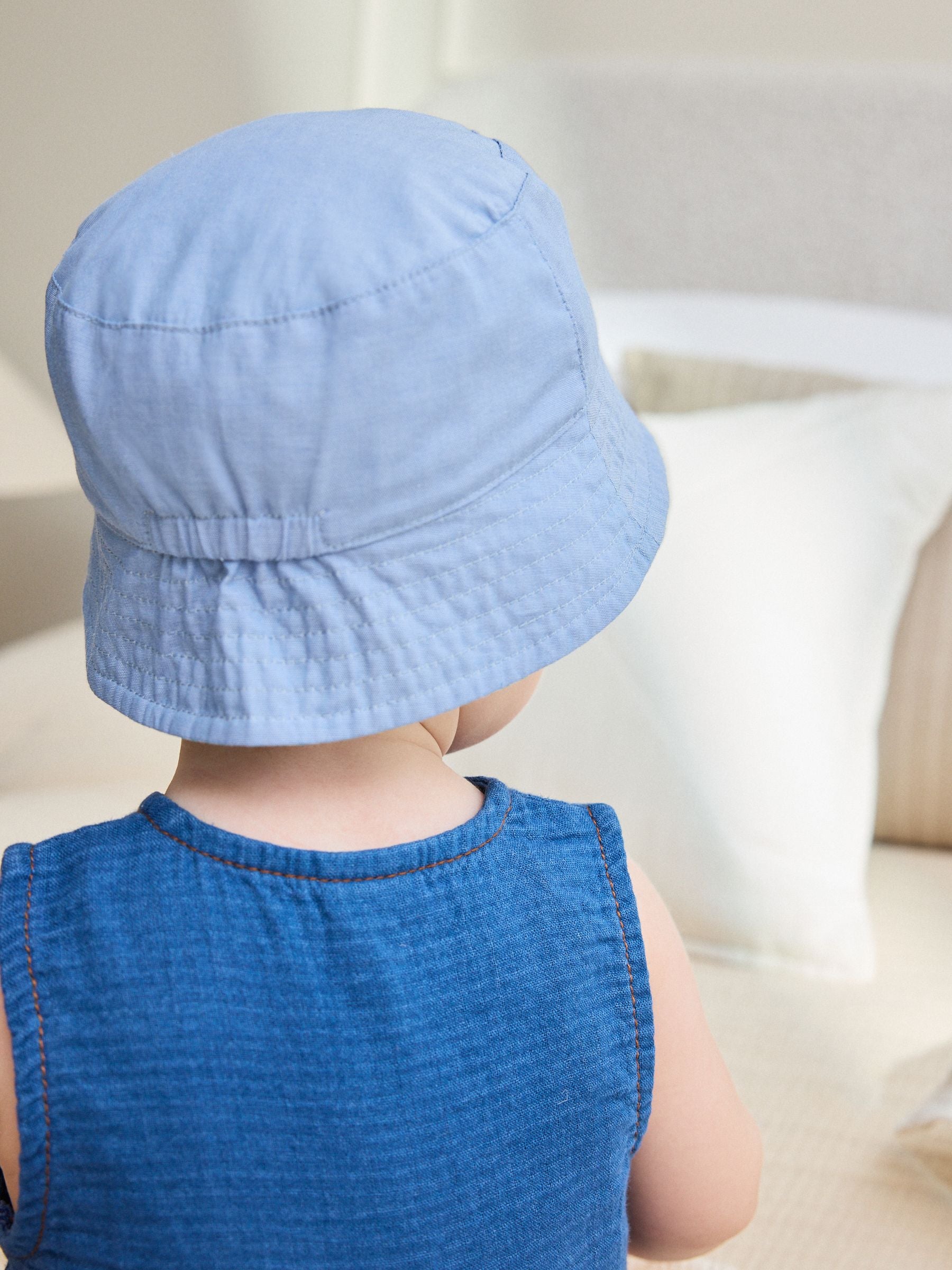 Green Stripe / Dog embroidery Baby Bucket Hats 2 Pack image 3
