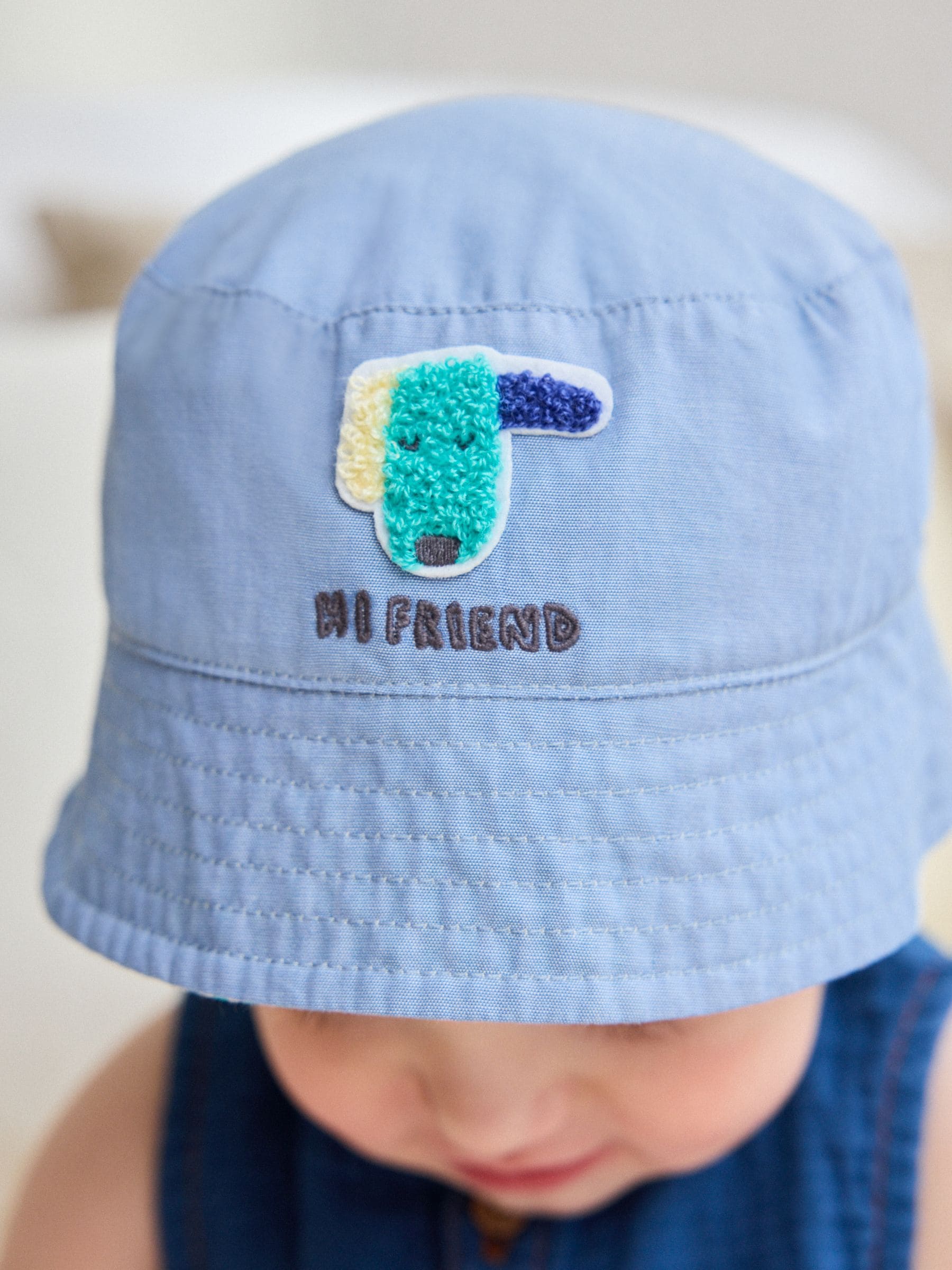 Green Stripe / Dog embroidery Baby Bucket Hats 2 Pack image 4