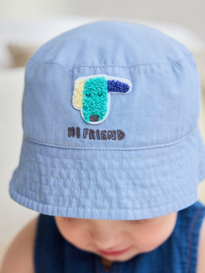 Green Stripe / Dog embroidery Baby Bucket Hats 2 Pack image 4