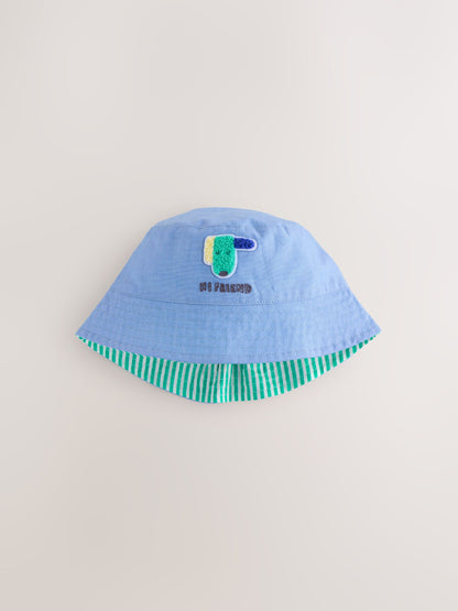 Green Stripe / Dog embroidery Baby Bucket Hats 2 Pack image 5