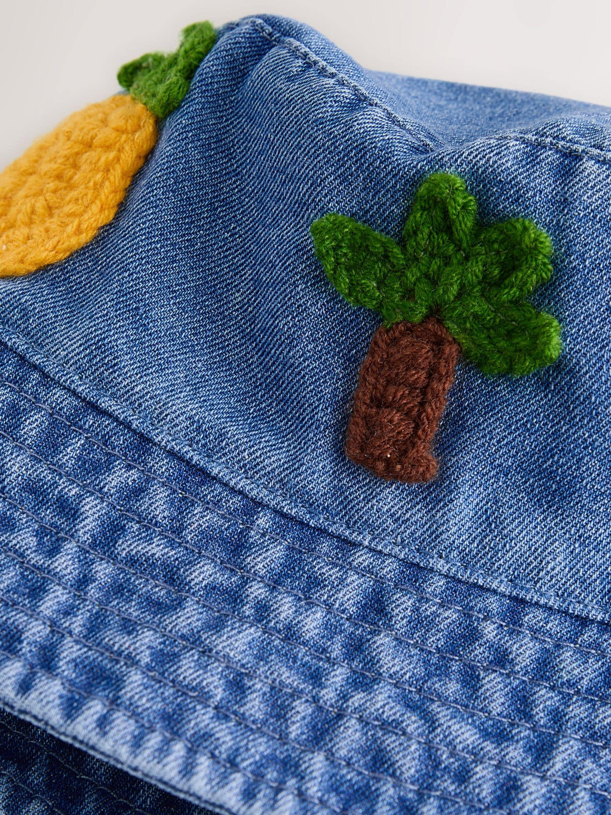 Denim Crochet Fruit Embroidered Baby Bucket Hat image 2