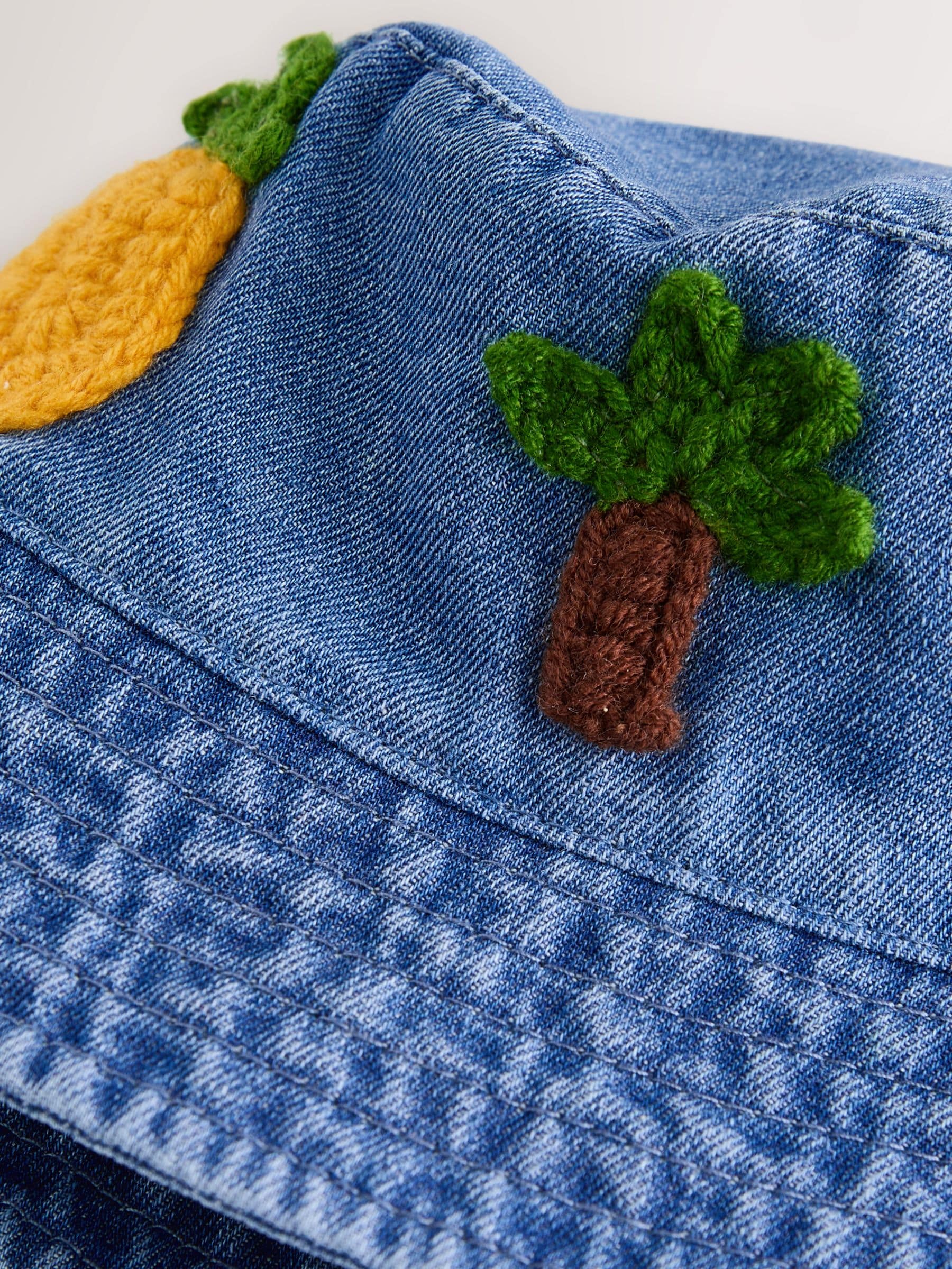 Denim Crochet Fruit Embroidered Baby Bucket Hat image 2