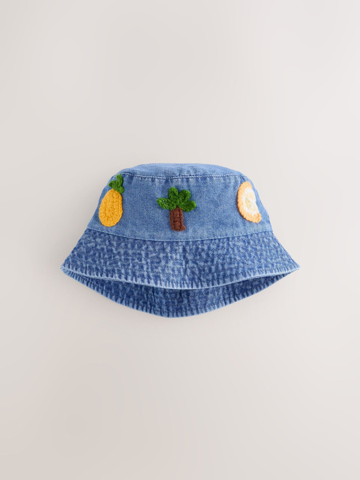 Denim Crochet Fruit Embroidered Baby Bucket Hat image 1