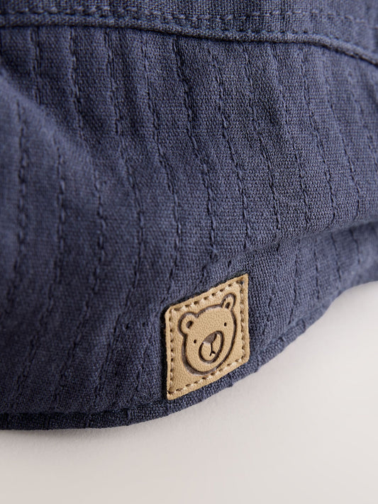 Navy Blue Woven Baby Flat Cap (0mths-2yrs) image 3