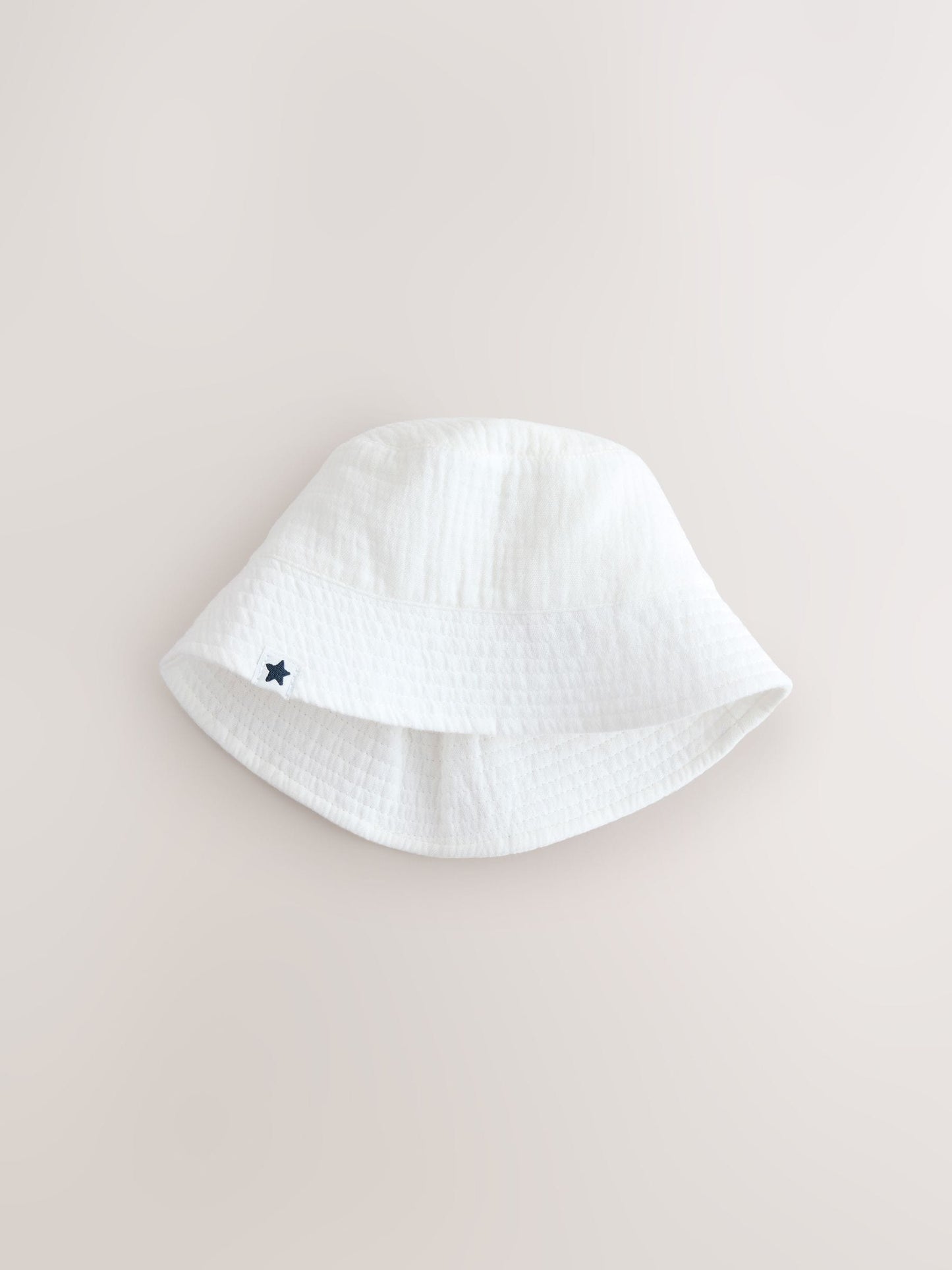 White and Blue Woven Baby Bucket Hats 2 Pack image 3