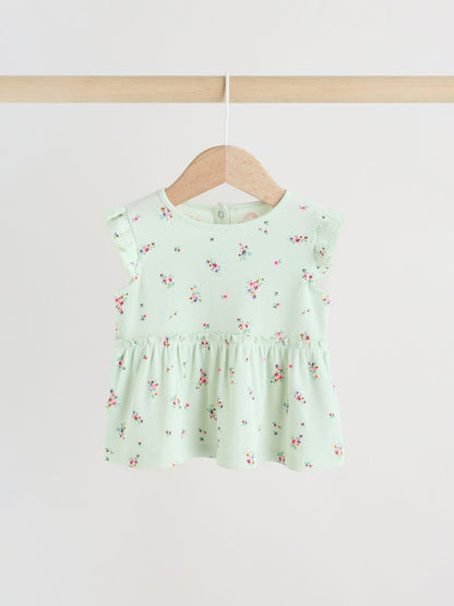 Sage Green Flower Rib Top and Leggings Baby Set 2 Piece (0mths-2yrs) image 3