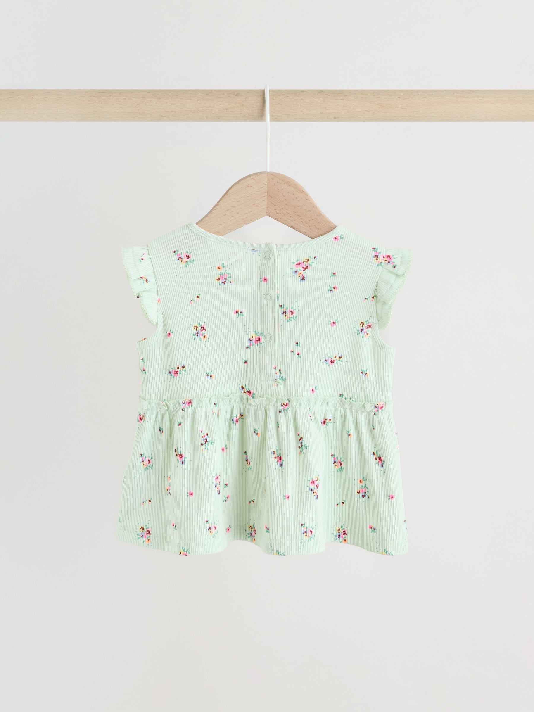 Sage Green Flower Rib Top and Leggings Baby Set 2 Piece (0mths-2yrs) image 4