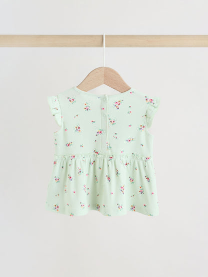 Sage Green Flower Rib Top and Leggings Baby Set 2 Piece (0mths-2yrs) image 4