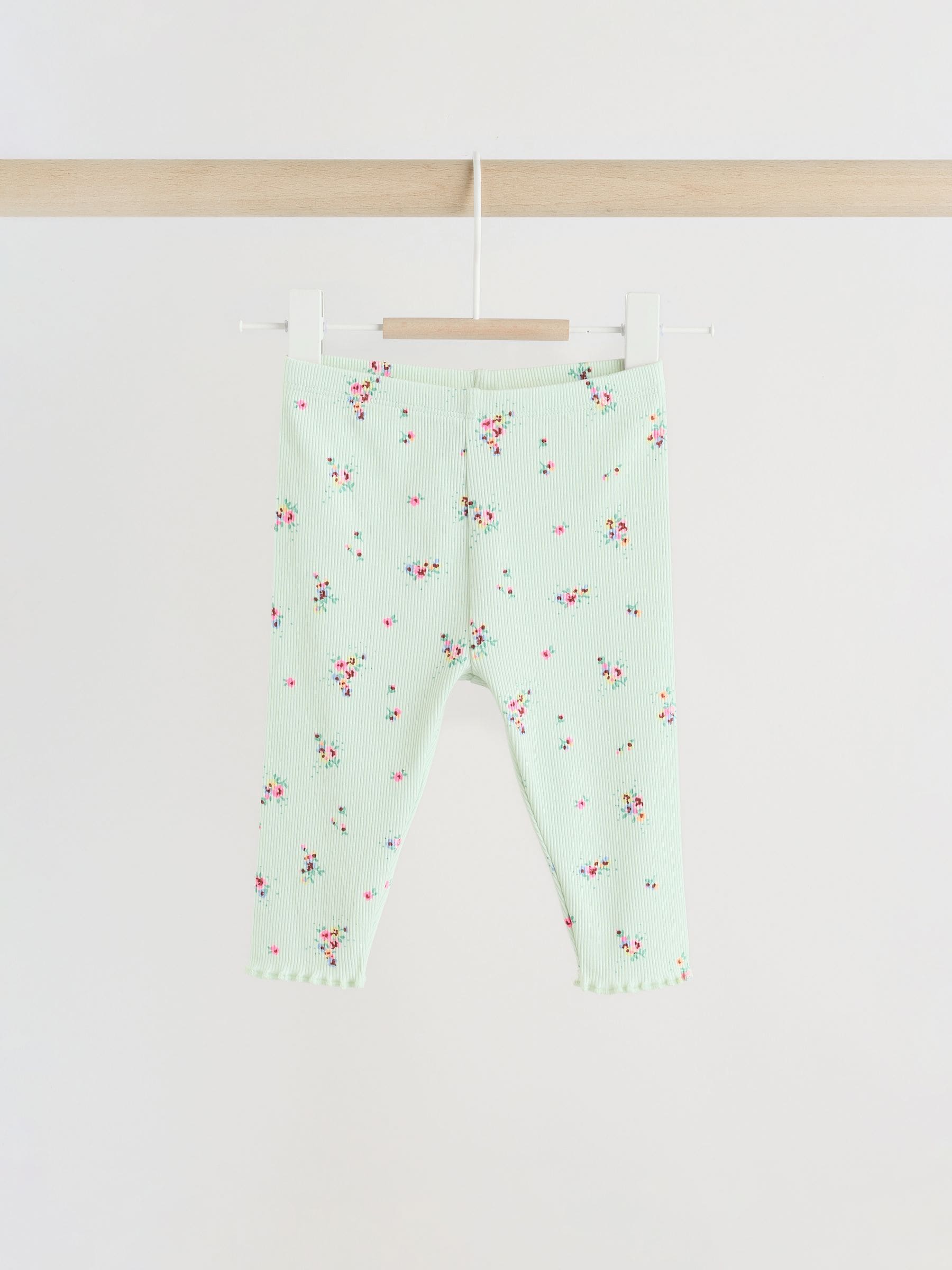 Sage Green Flower Rib Top and Leggings Baby Set 2 Piece (0mths-2yrs) image 5
