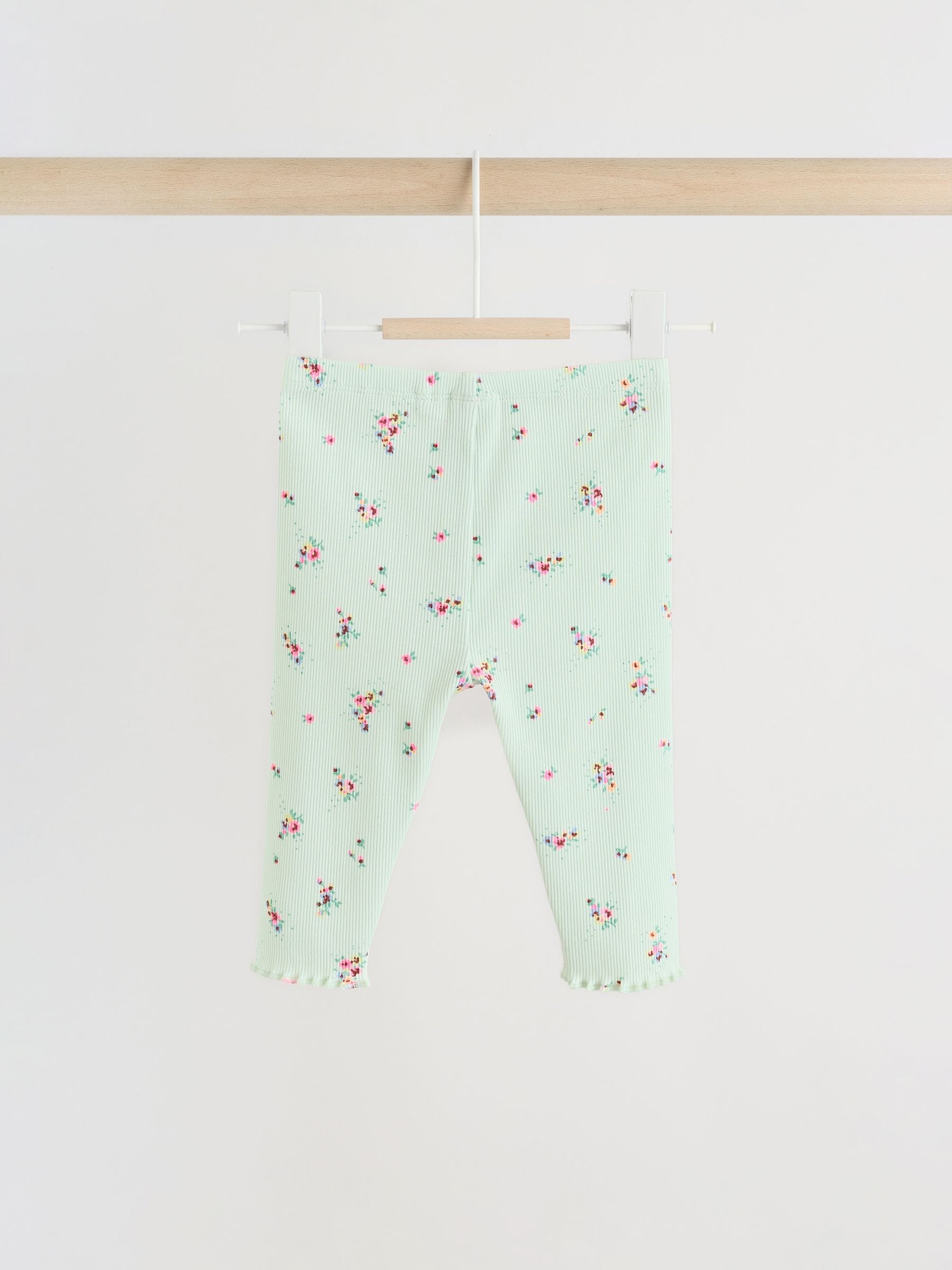 Sage Green Flower Rib Top and Leggings Baby Set 2 Piece (0mths-2yrs) image 6