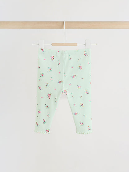 Sage Green Flower Rib Top and Leggings Baby Set 2 Piece (0mths-2yrs) image 6