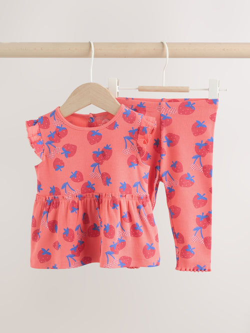 Dsiney Kidz - Red Strawberry Rib Top and Leggings Baby Set 2 Piece (0mths-2yrs) image 1