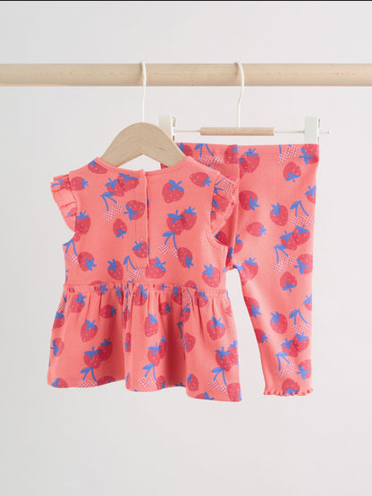 Red Strawberry Rib Top and Leggings Baby Set 2 Piece (0mths-2yrs) image 4