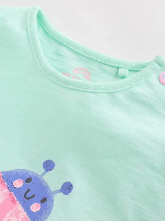 Green Pink Ladybird Short Sleeve Baby Top and Short Set 2 Piece (0mths-2yrs) image 3