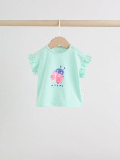 Green Pink Ladybird Short Sleeve Baby Top and Short Set 2 Piece (0mths-2yrs) image 3