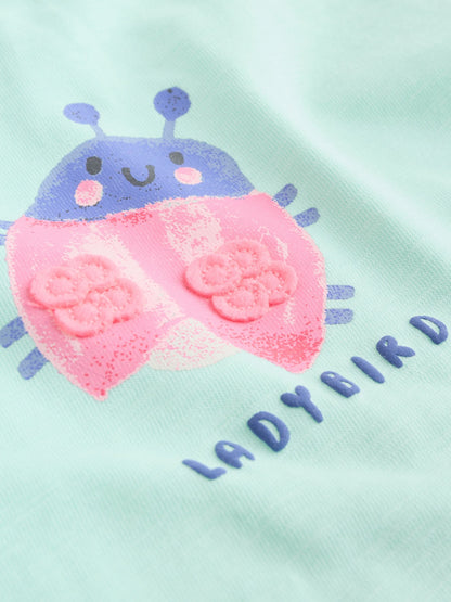 Green Pink Ladybird Short Sleeve Baby Top and Short Set 2 Piece (0mths-2yrs) image 8