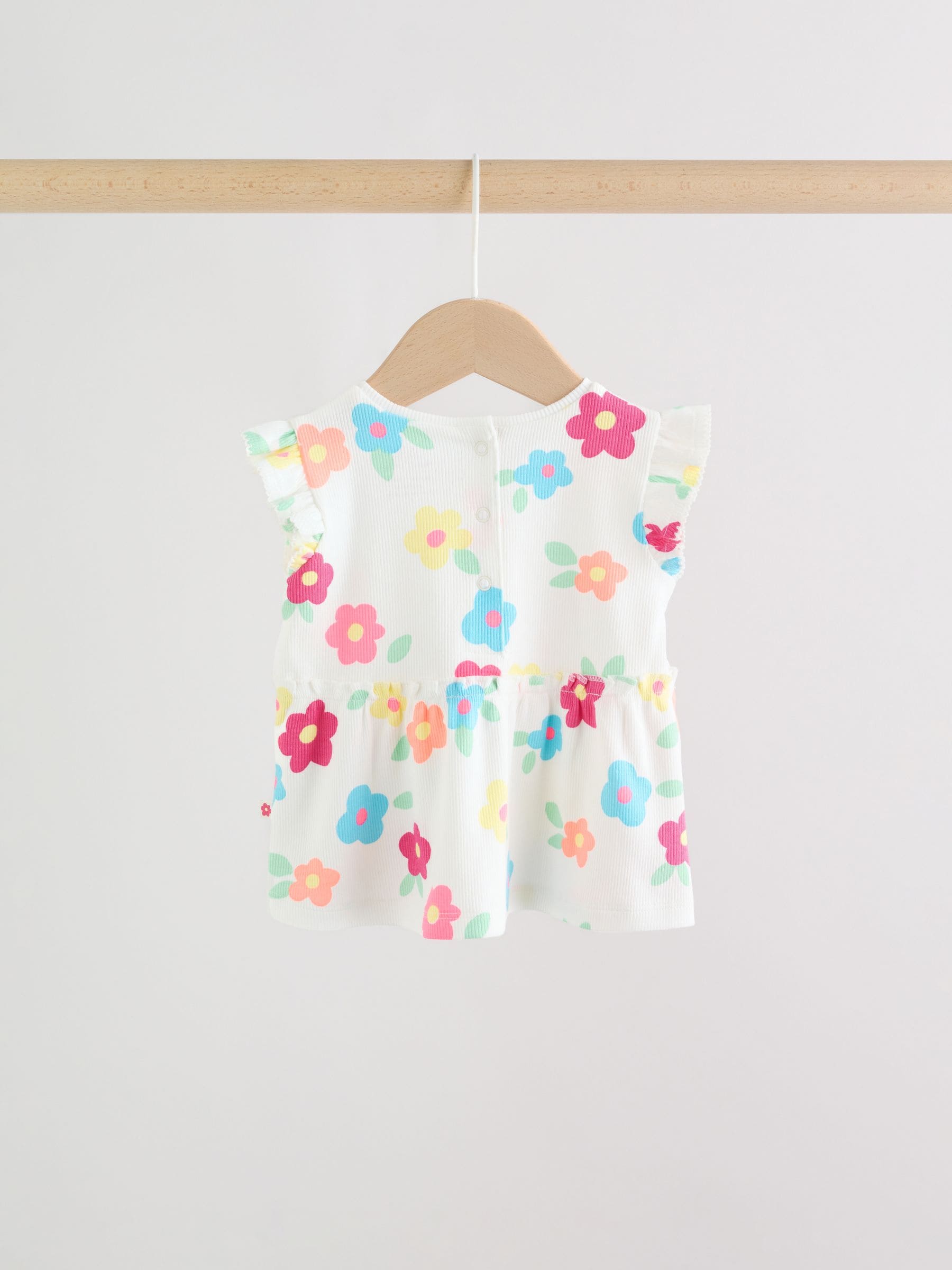 White Flower Rib Top and Leggings Baby Set 2 Piece (0mths-2yrs) image 3