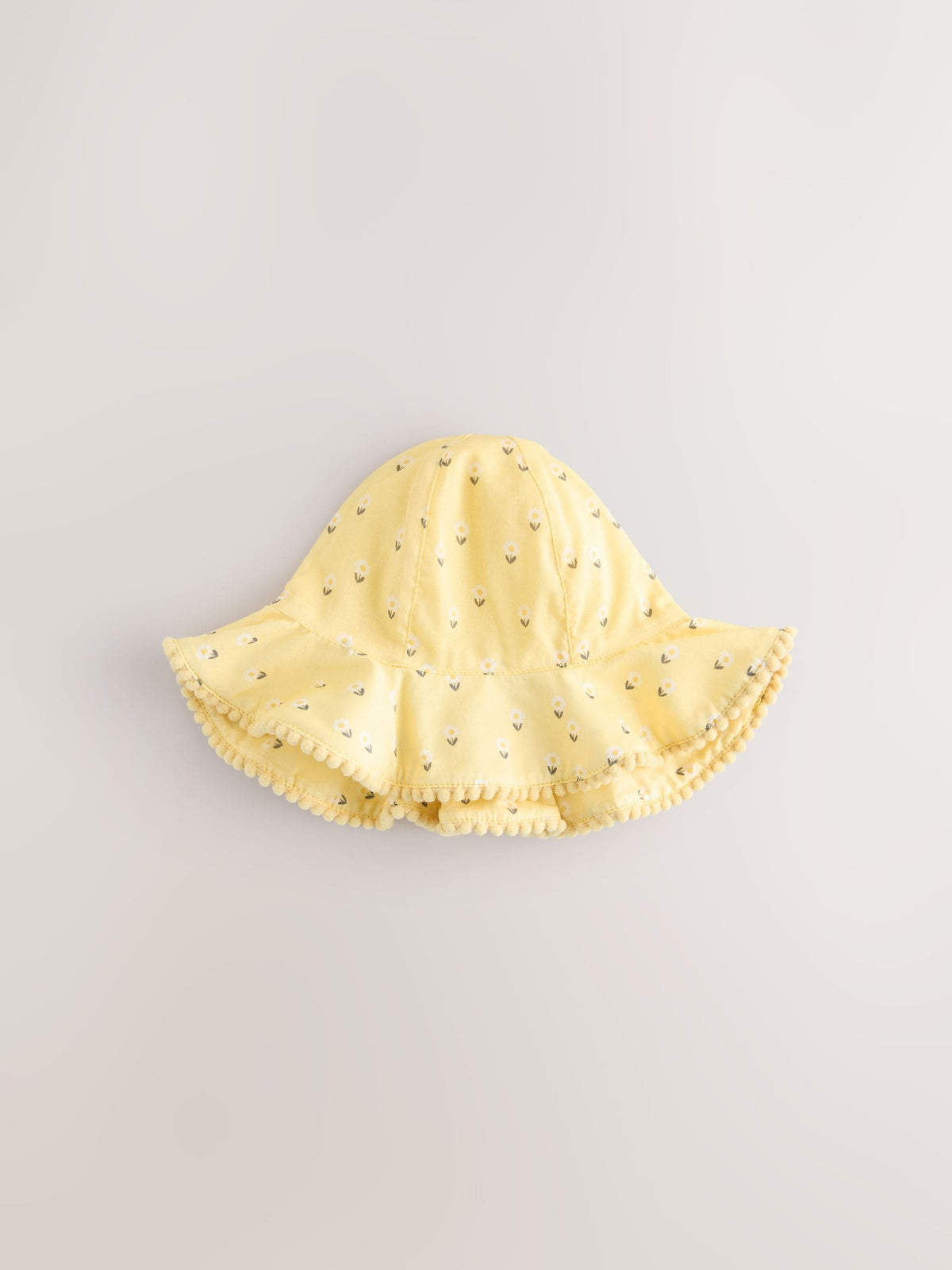 Yellow Floral Broderie and Grey Gingham Baby Bucket Hats 2 Pack (0mths-2yrs) image 2