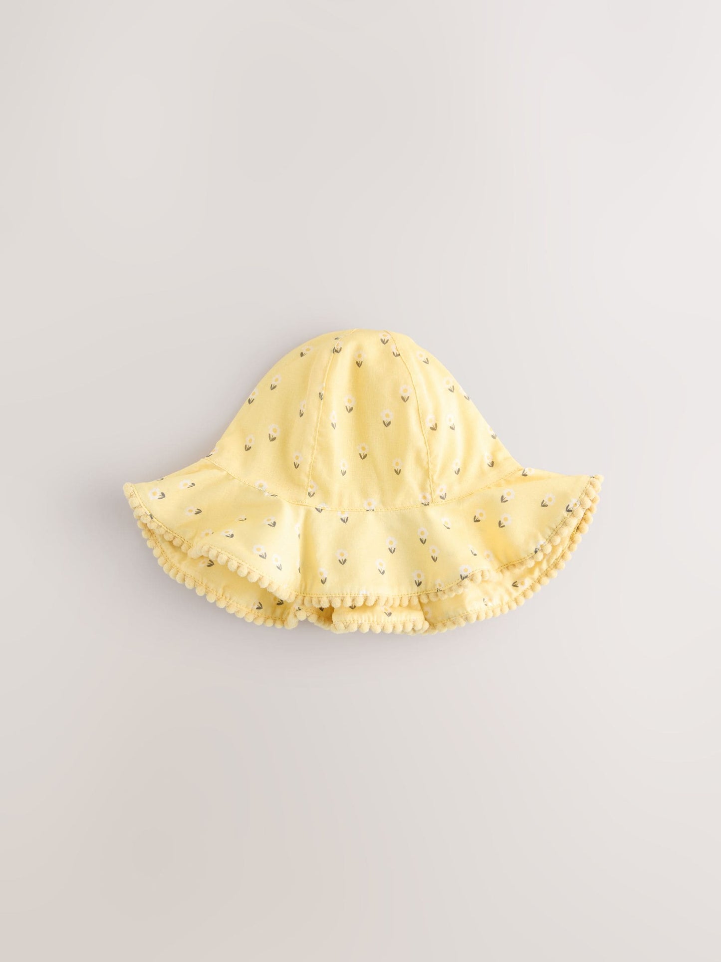 Yellow Floral Broderie and Grey Gingham Baby Bucket Hats 2 Pack (0mths-2yrs) image 2
