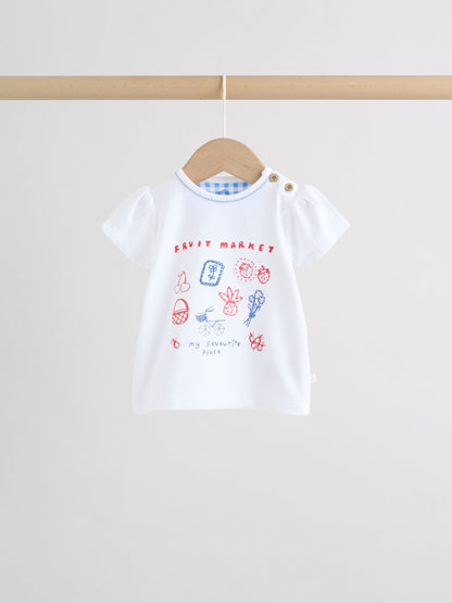 White Picnic Short Sleeve Baby Top and Short Set 2 Piece (0mths-2yrs) image 6
