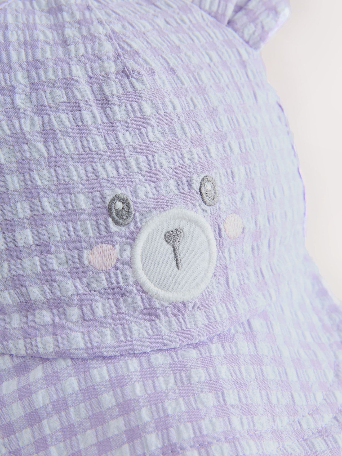 Purple Gingham Baby Embroidered Bear Legionnaire Hat image 2